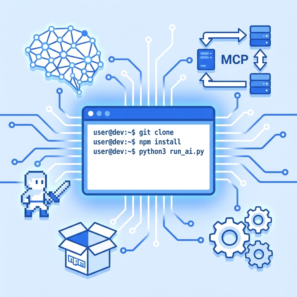 Developer workspace with AI, MCP servers, apps, and games